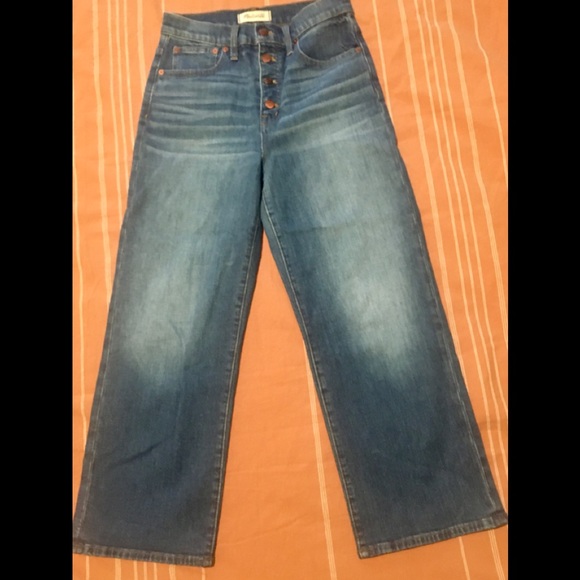 Madewell Slim Wide Leg Crop Jeans - Picture 1 of 4